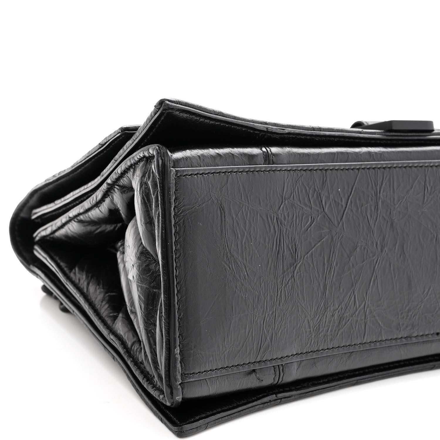 Balenciaga Crushed Calfskin Quilted Matte Black Hardware Medium Crush Chain Bag Black 8 of 9
