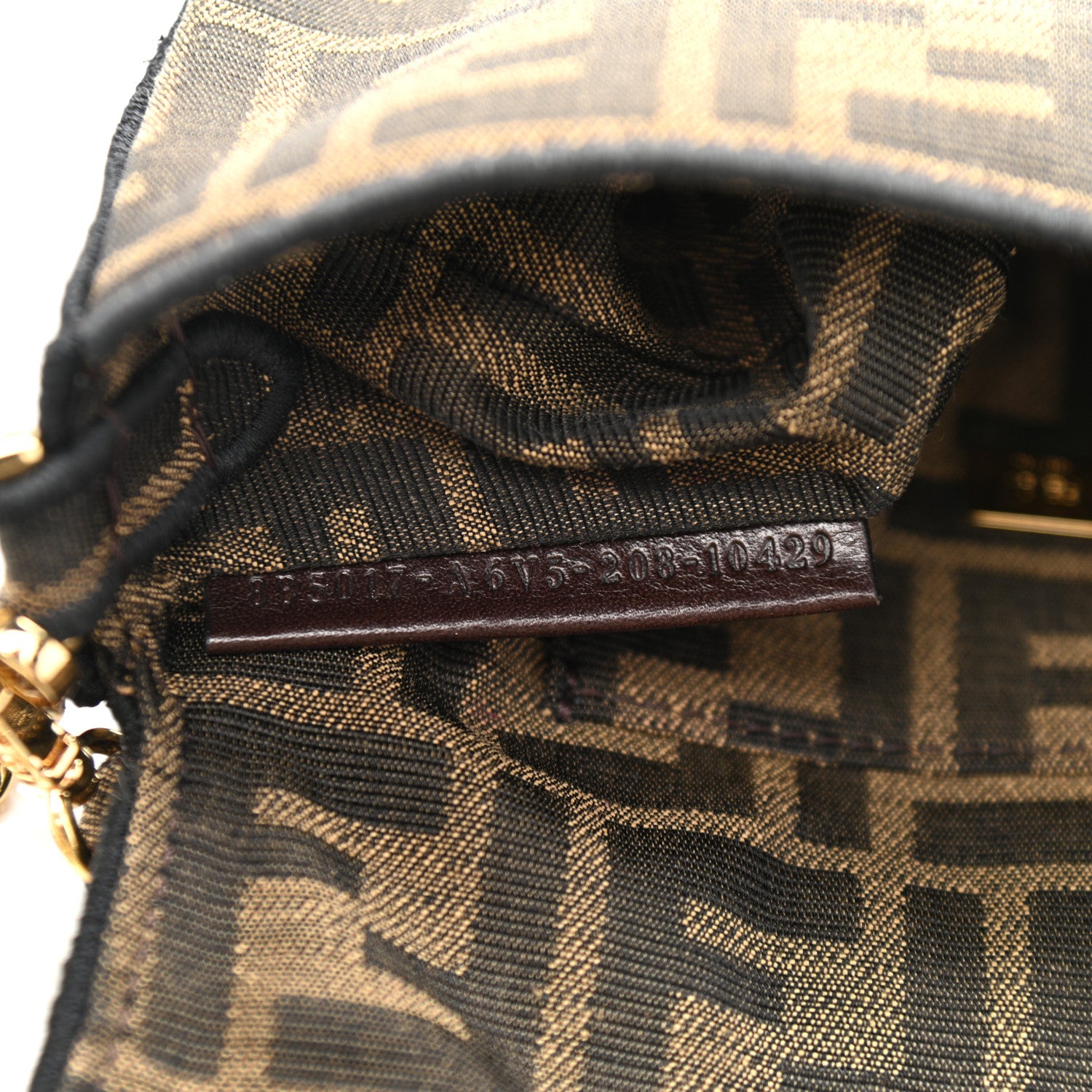 Fendi Fabric Jacquard FF 1974 Mini Baguette Tobacco Moro Black 7 of 11
