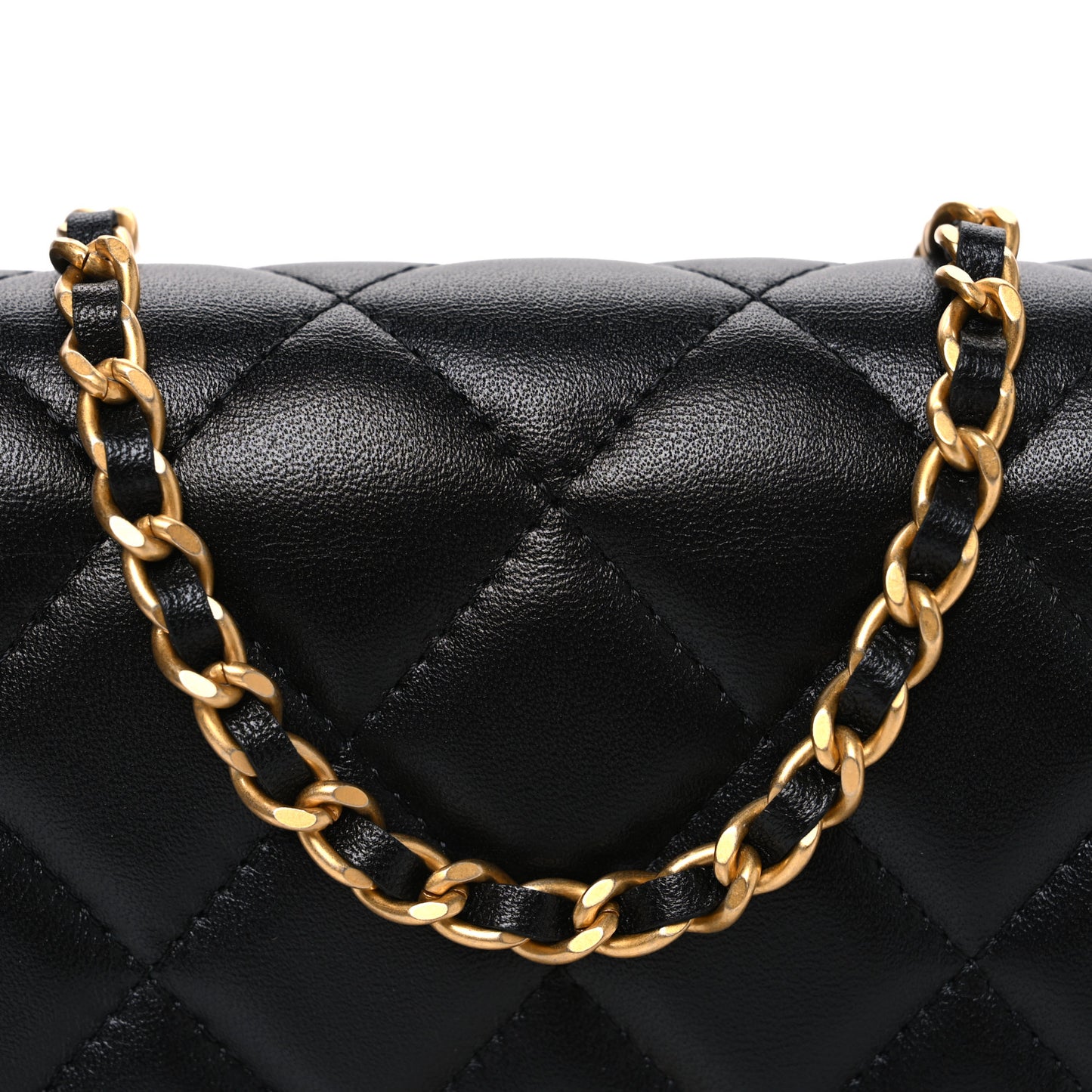Lambskin Plexiglass Quilted Coco Love Wallet On Chain WOC Black