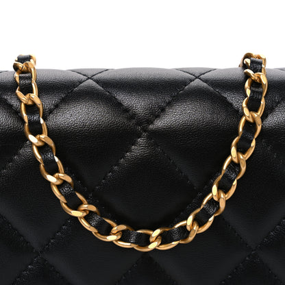Chanel Lambskin Plexiglass Quilted Coco Love Wallet On Chain WOC Black 8 of 11