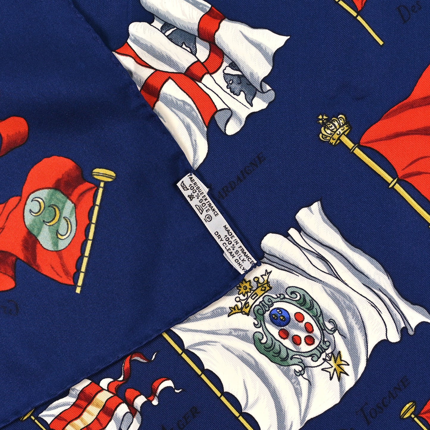 Silk Pavois Flags Carre Scarf 90 Bleu Rouge Multicolor