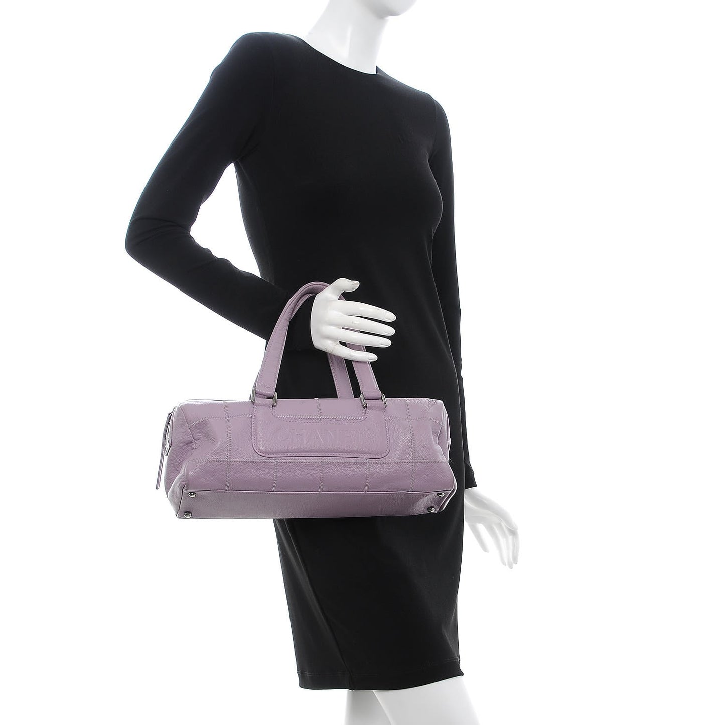 Caviar Square Stitched Tote Purple