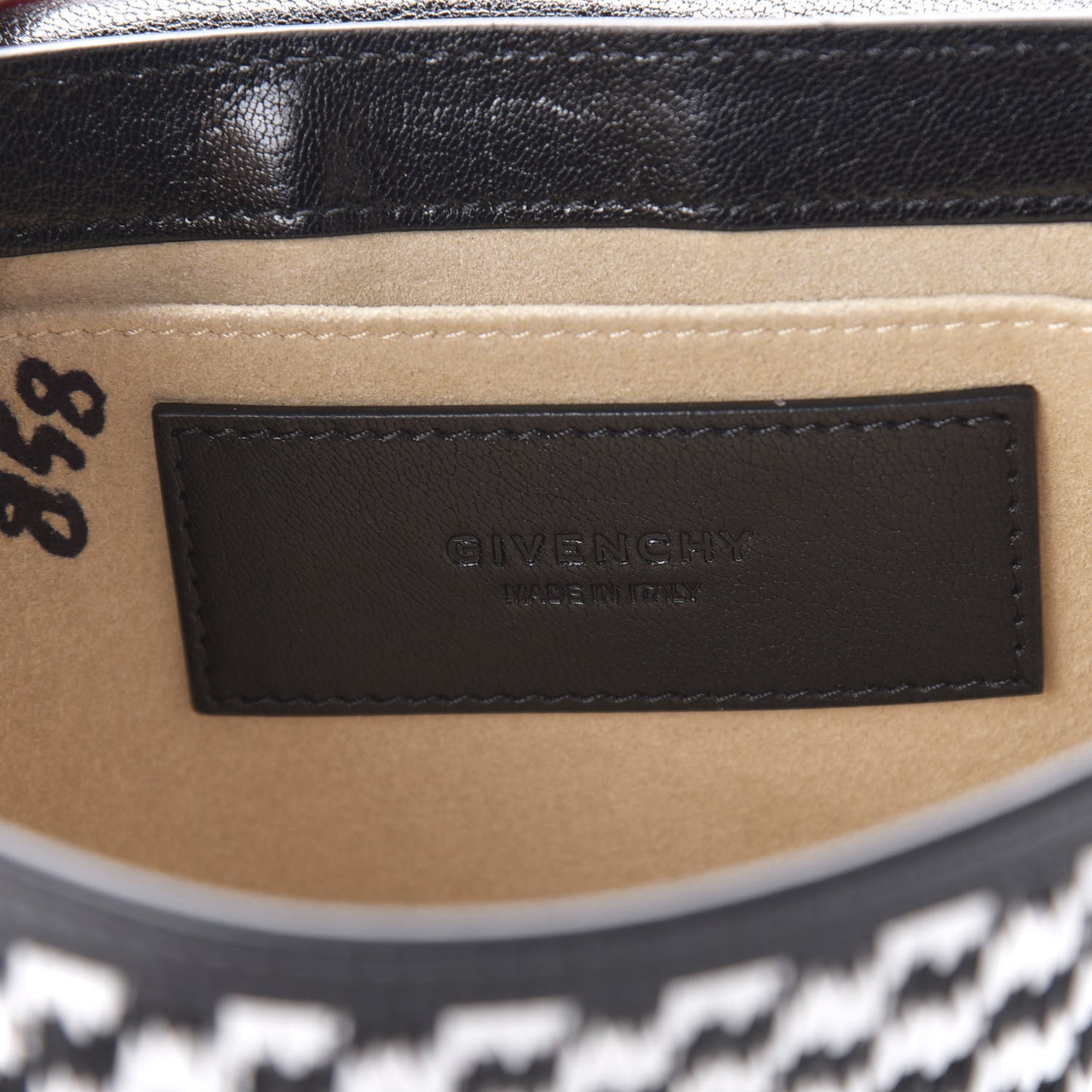 Straw Calfskin Charm Shoulder Bag Black White