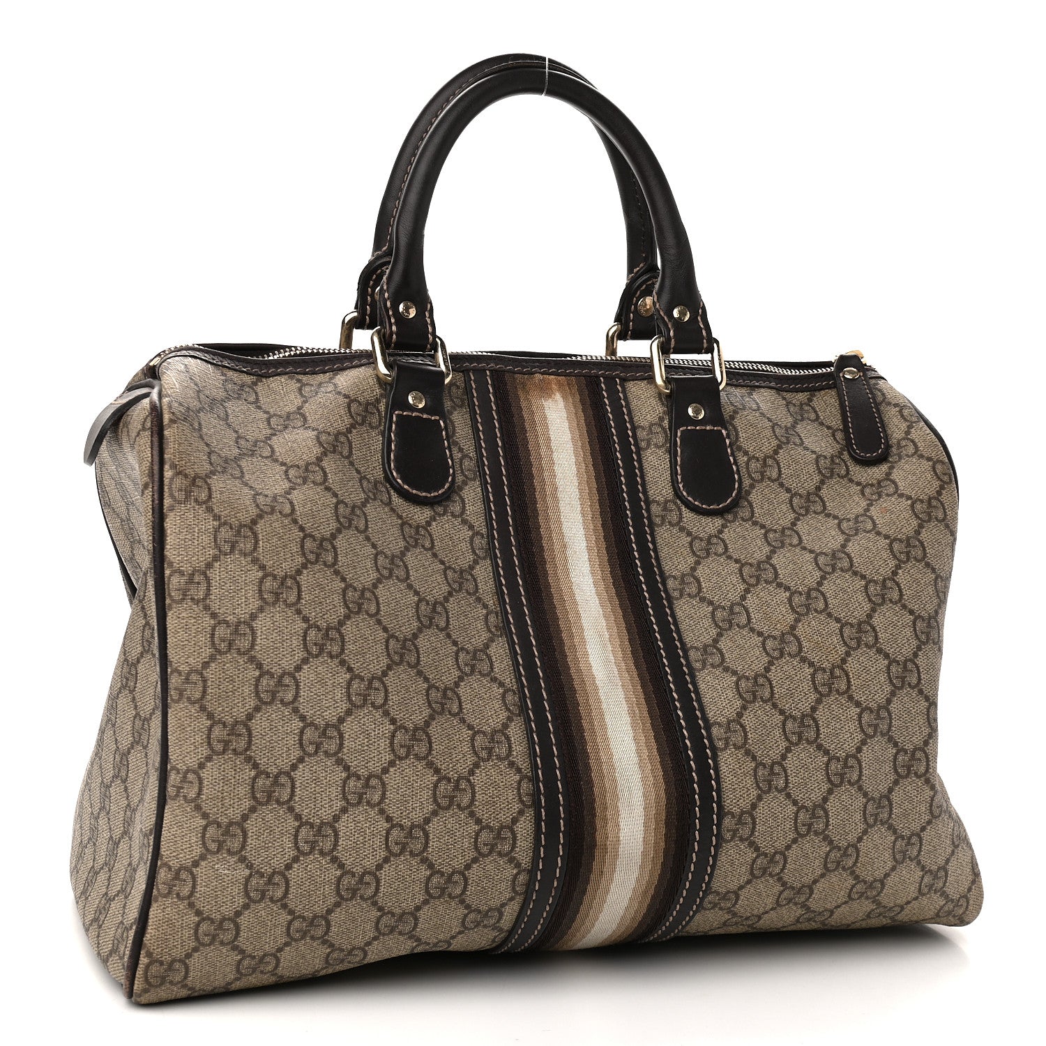 Gucci GG Plus Monogram Web Medium Joy Boston Dark Brown 3 of 14
