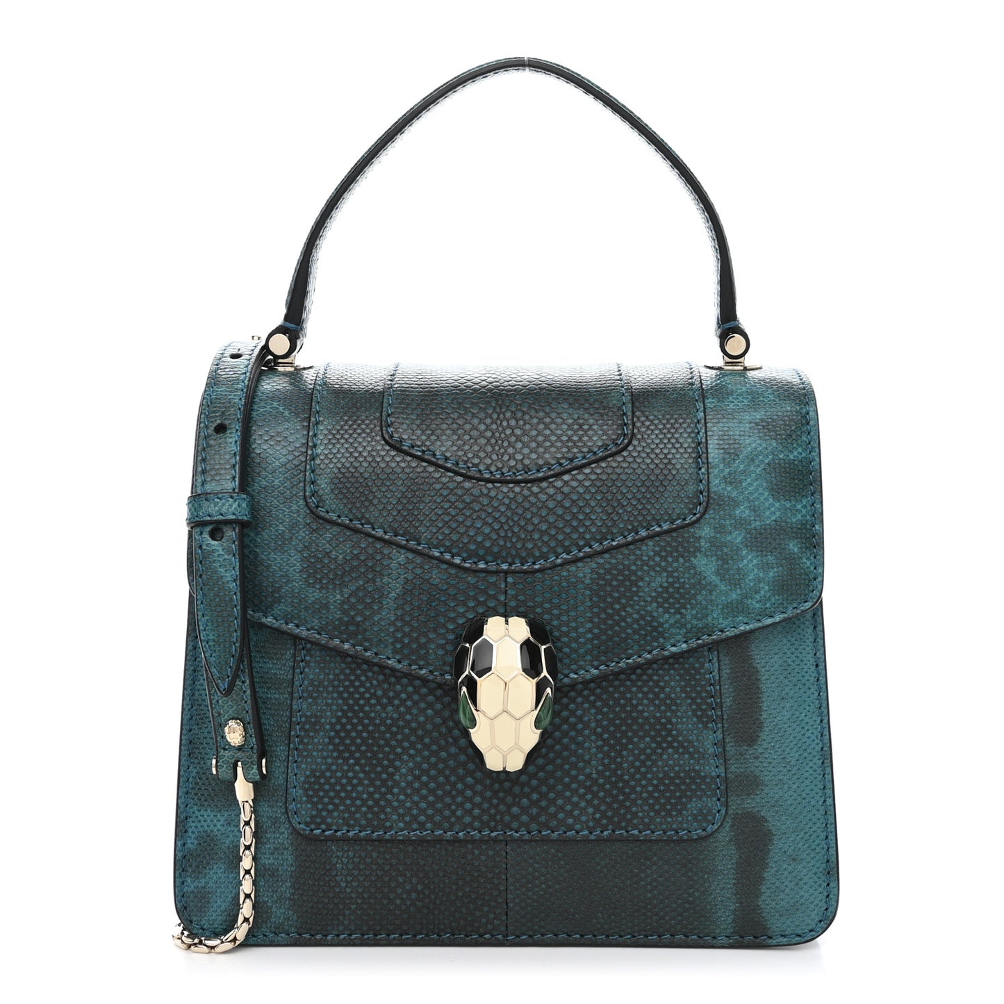 Shiny Karung Serpenti Forever Top Handle Emerald Green