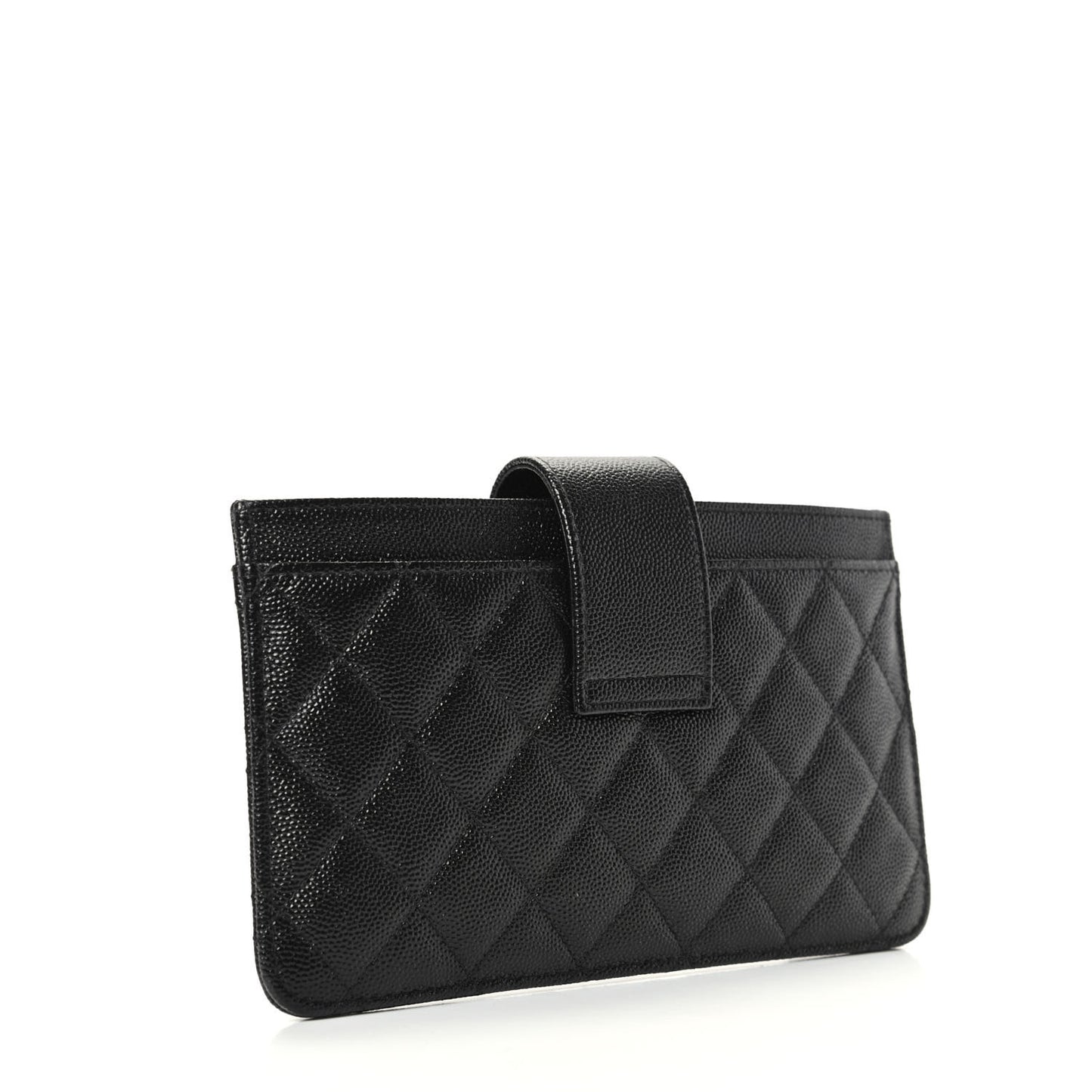 Caviar Quilted CC Strap Pouch Black