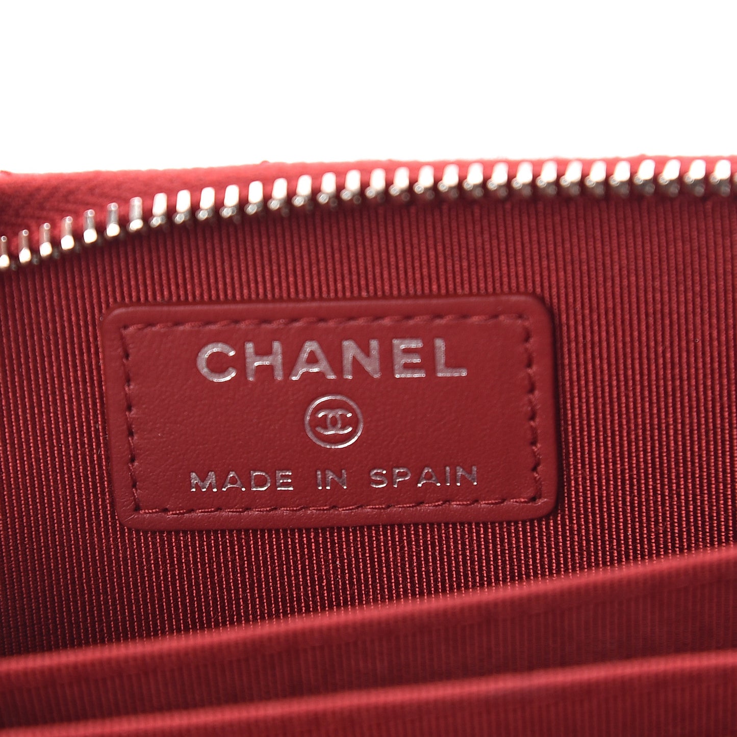 Caviar Quilted Zip Coin Purse Dark Red
