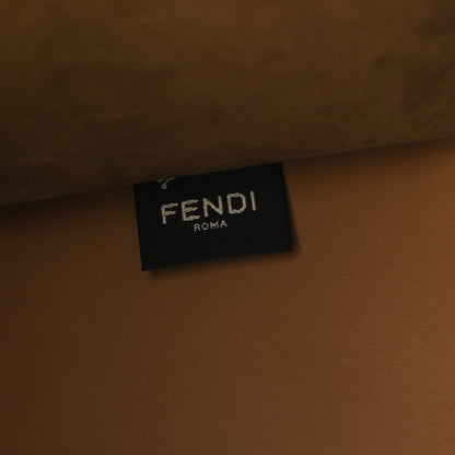 Fendi Glazed Fabric Plexiglass FF Logo Bikini Girls Medium Fendi Sunshine Shopper Tote Bianco Perla Multicolor Miele Scuro 7 of 10