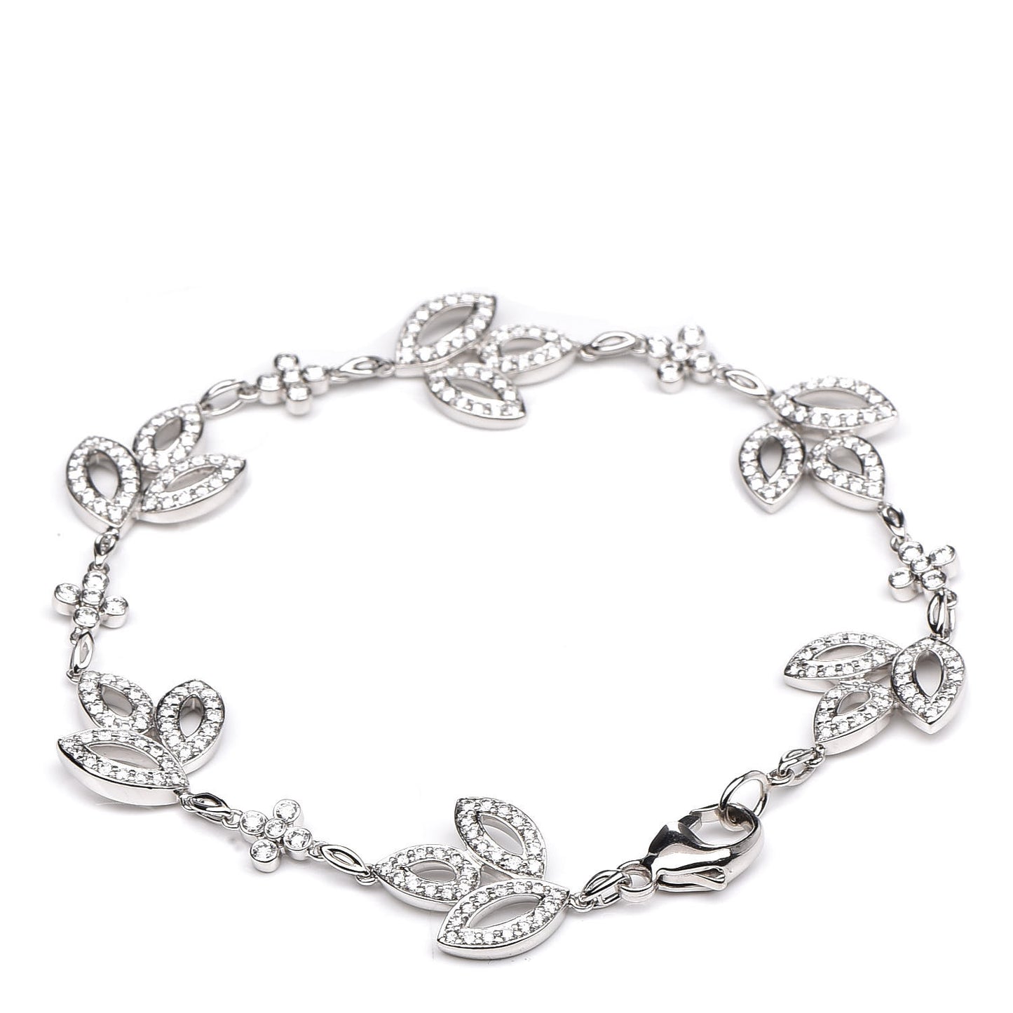 Platinum Diamond Lily Cluster Bracelet
