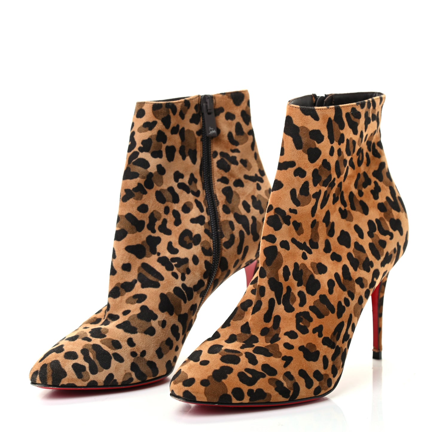 Veau Velours Leopard Print Eloise Booty 85 Ankle Boots 37 Caramel