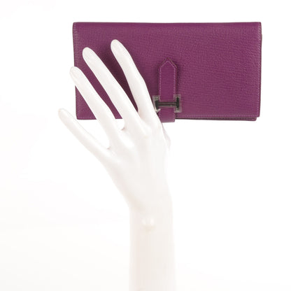 Hermes Chevre Mysore Bearn Gusset Wallet Anemone 2 of 10