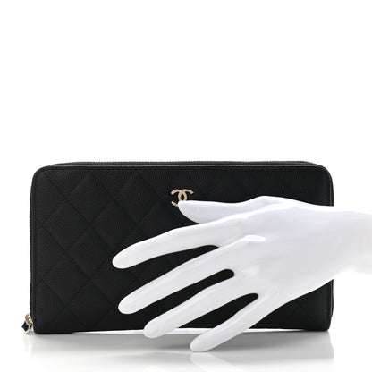 Chanel Caviar Quilted Large Zip Around Organizer Wallet Black 2 of 9