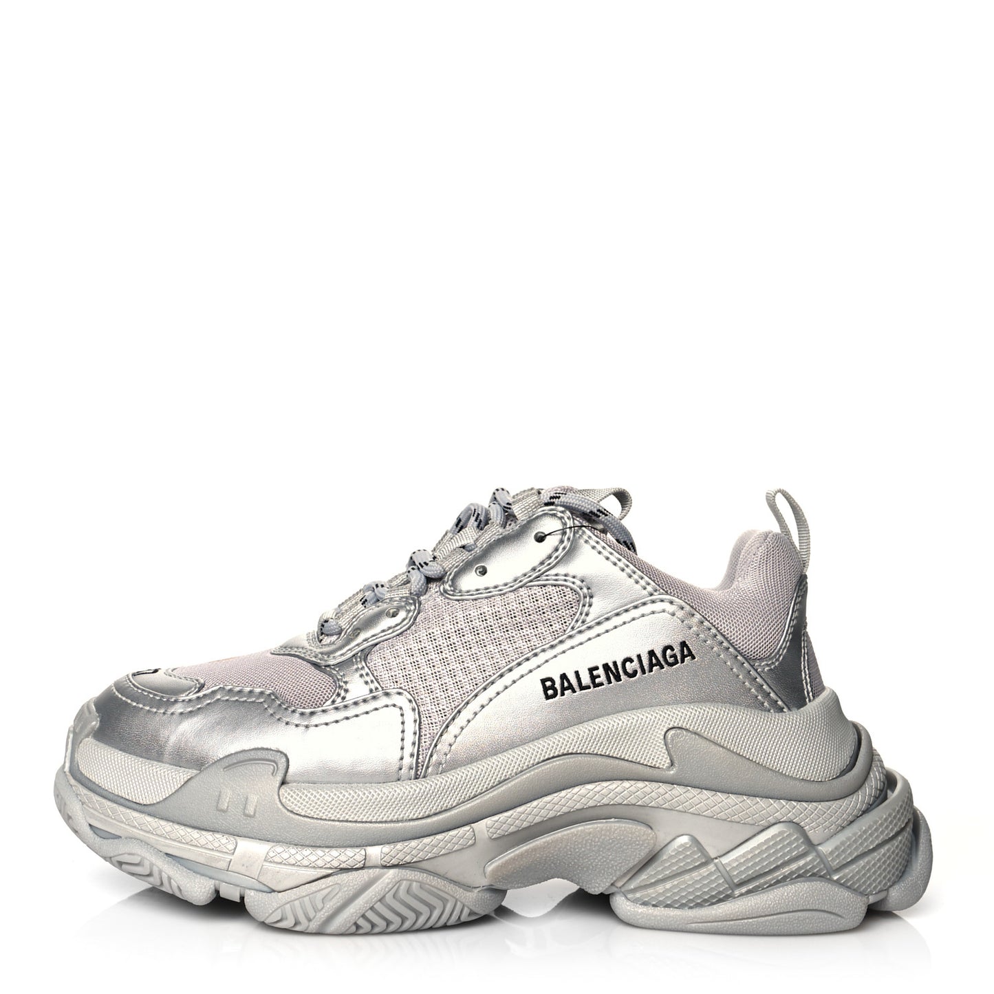 Metallic Fabric Mesh Womens Triple S Sneakers 37 Silver