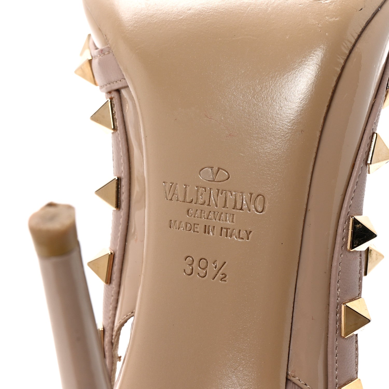 Valentino Garavani Patent Nappa Rockstud Ankle Strap 100mm Pumps 39.5 Poudre 7 of 8