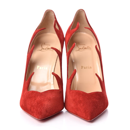 Christian Louboutin Veau Velours Olavague 100 Pumps 40.5 Rougissime 2 of 12