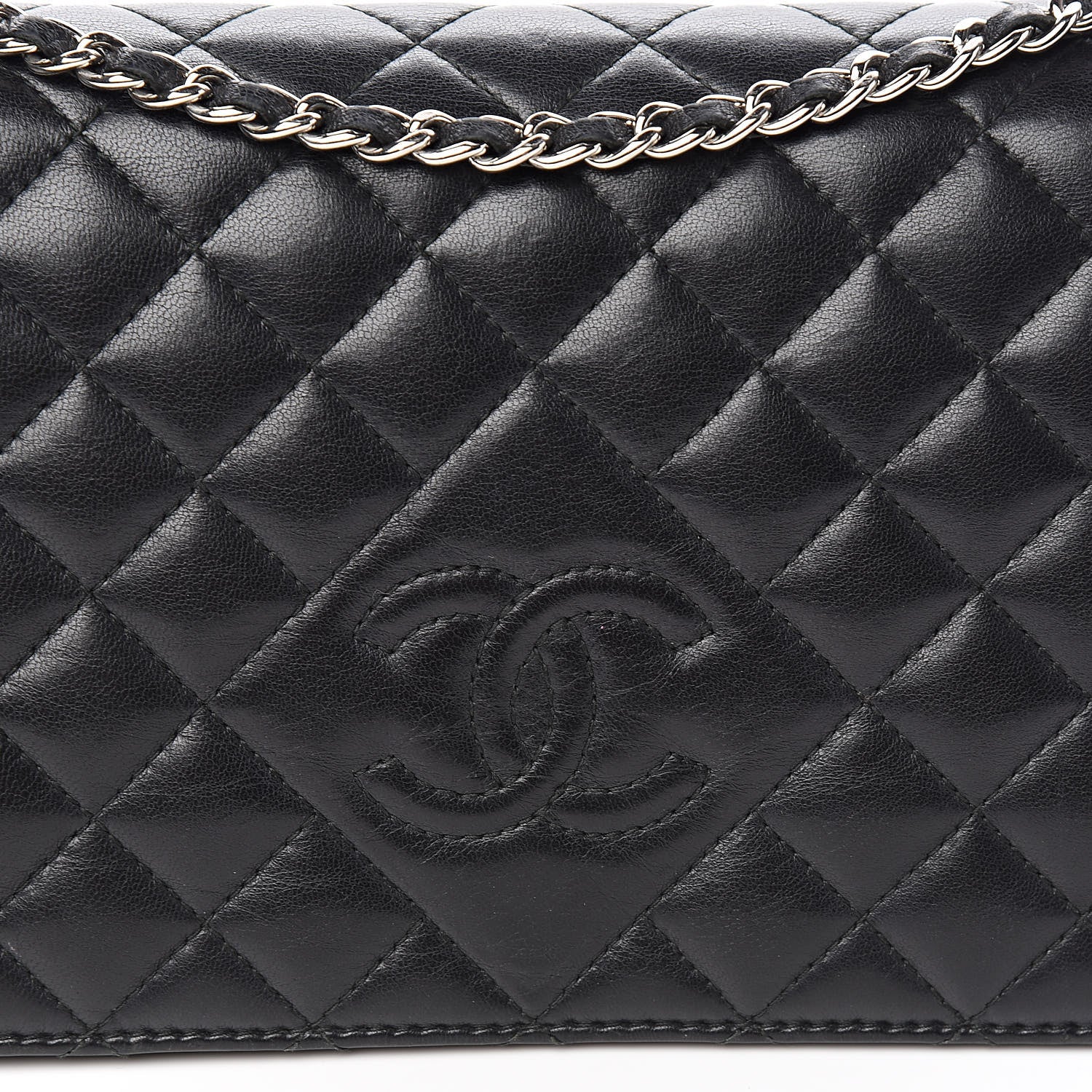 Chanel Lambskin Quilted Diamond CC Wallet On Chain WOC Black 13 of 13