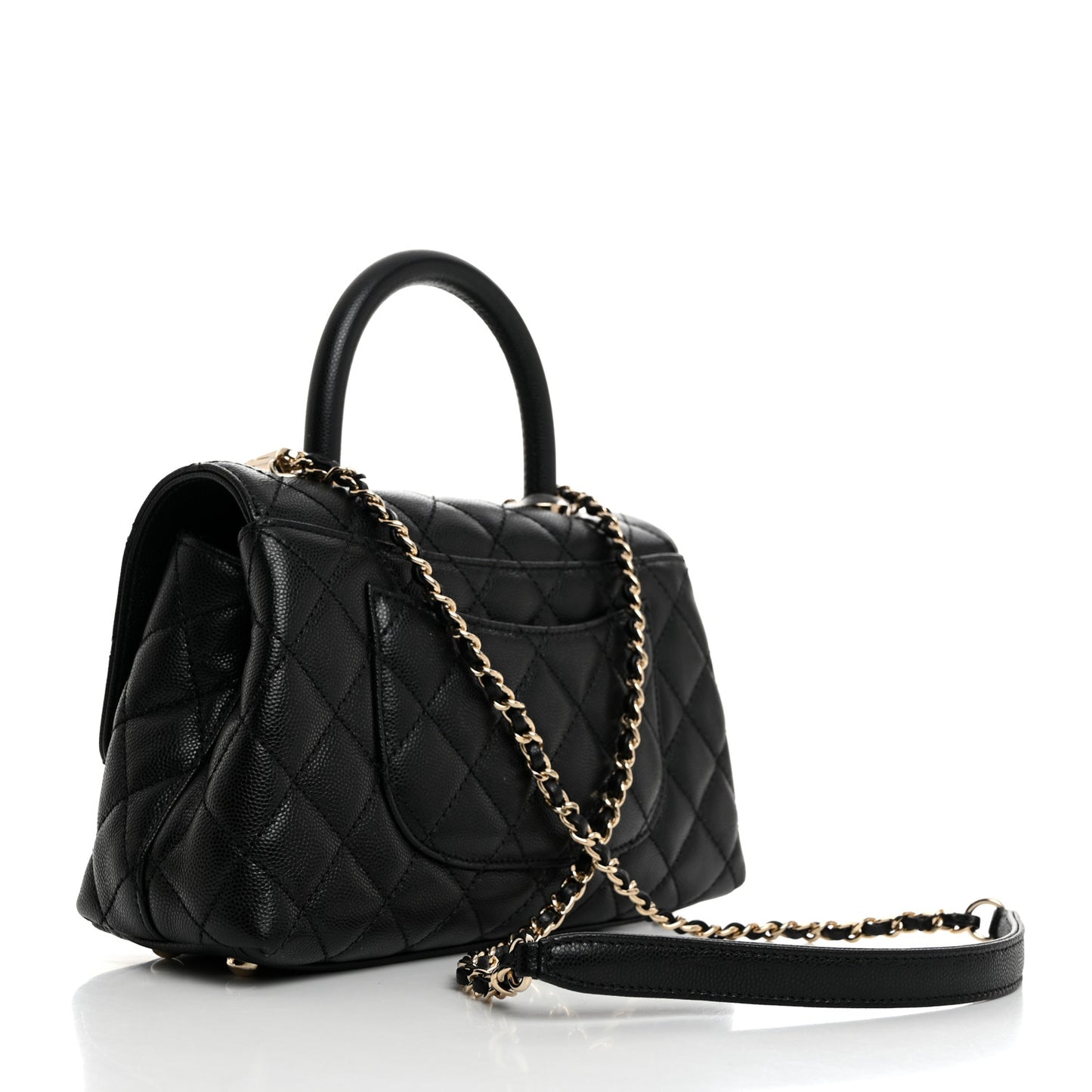 Caviar Quilted Mini Coco Handle Flap Black