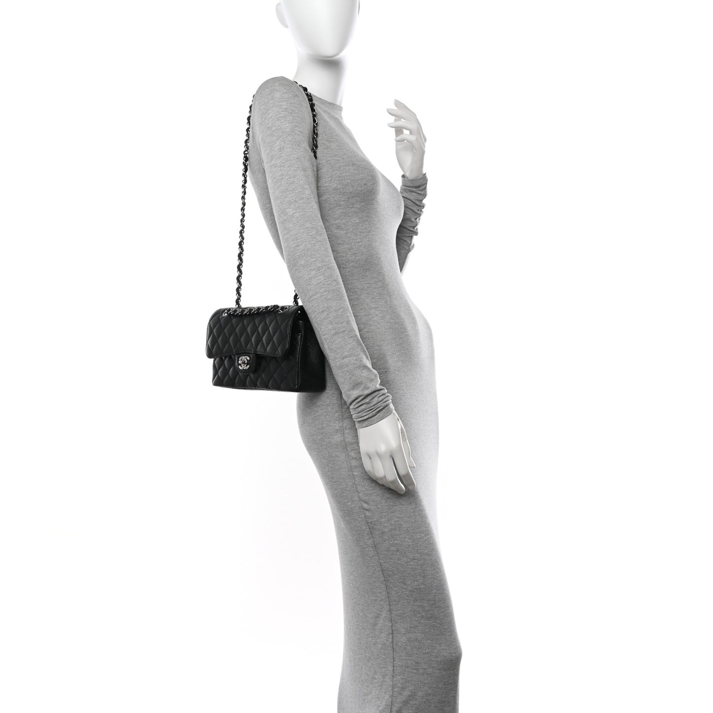 Caviar Quilted Small Double Flap Black