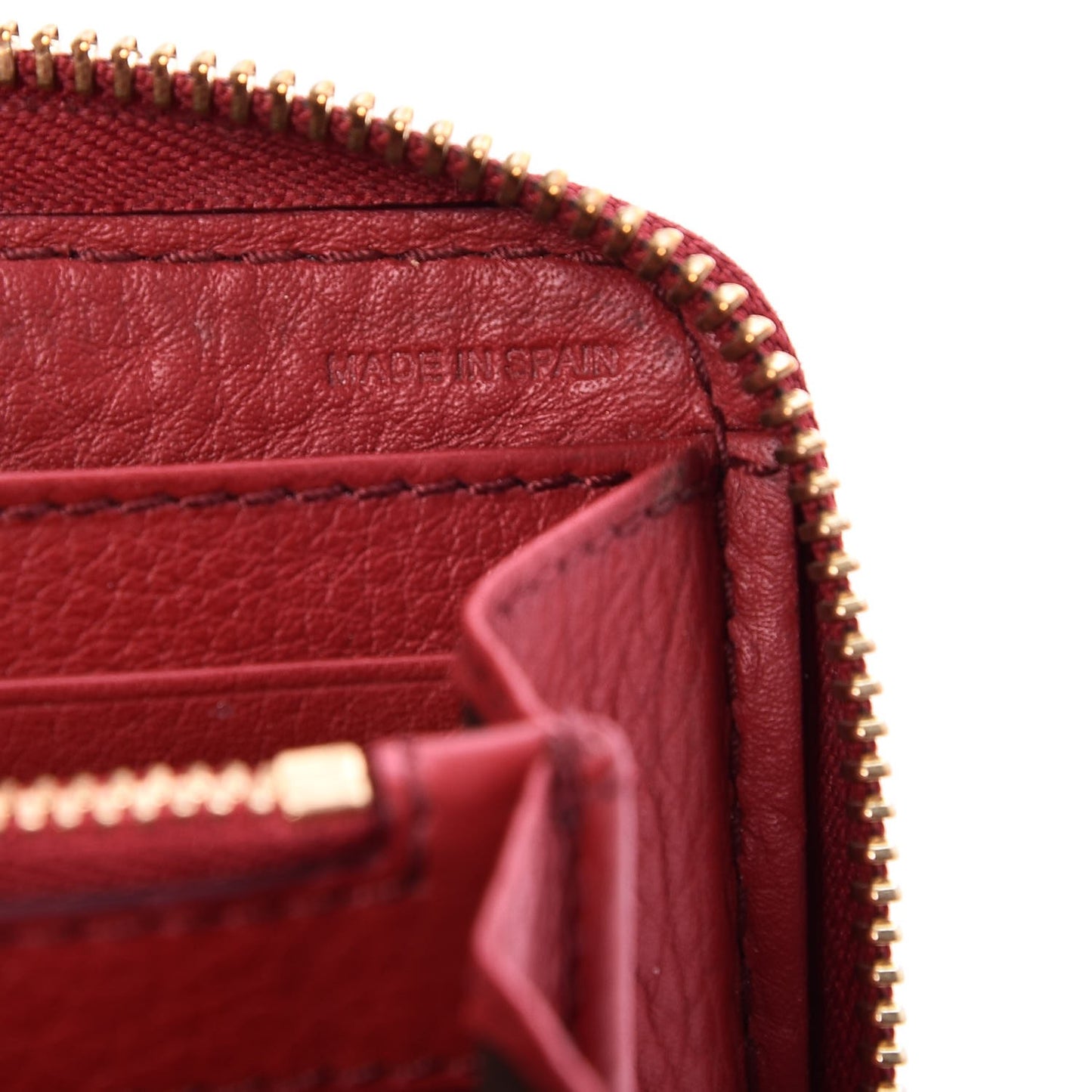 Grained Calfskin Marcie Long Zip Around Wallet Red
