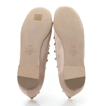 Valentino Garavani Satin Nappa Rockstud Multi Strap Ballerina Flats 35.5 Rose Cannelle 5 of 8