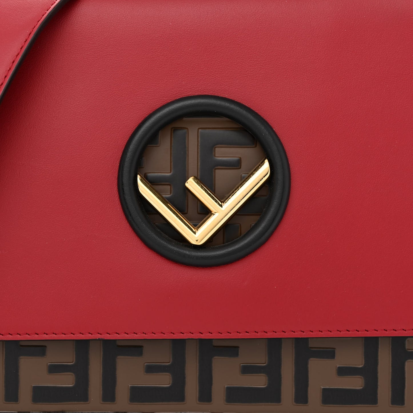Vitello Century F is Fendi Bi-Color FF 1974 Embossed Kan I Shoulder Bag Fragola Maya Black