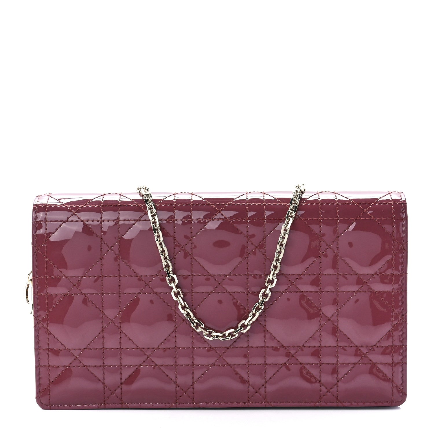 Christian Dior Patent Cannage Lady Dior Convertible Clutch Mallow Rose 2 of 12