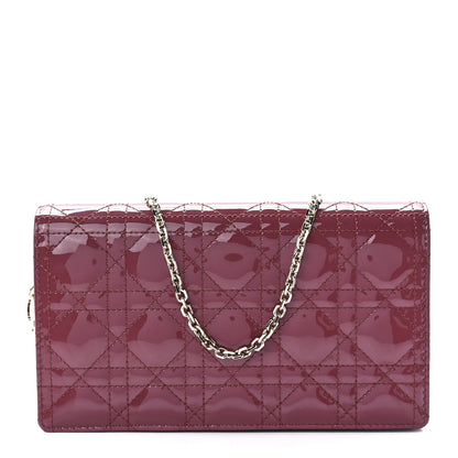 Christian Dior Patent Cannage Lady Dior Convertible Clutch Mallow Rose 2 of 12