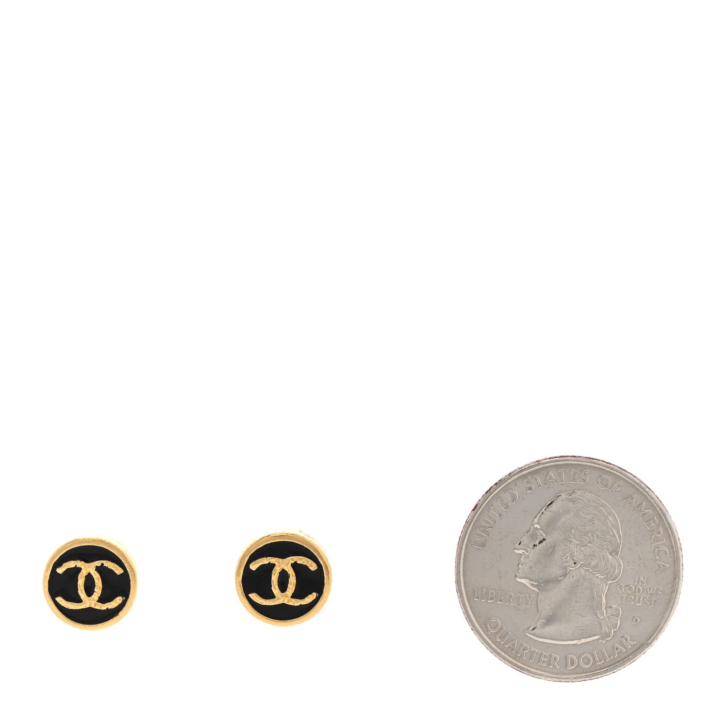 Chanel Resin CC Round Earrings Gold Black 2 of 5