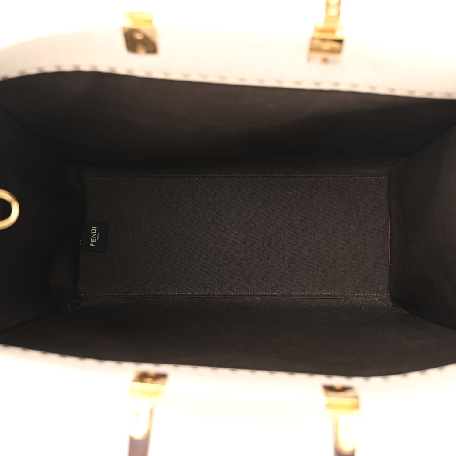 Fendi Canvas Vitello King Logo Embroidered Medium Fendi Sunshine Shopper Tote Grezzo Ghianda 5 of 18