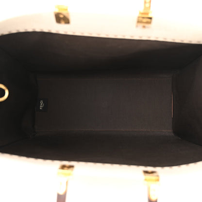 Fendi Canvas Vitello King Logo Embroidered Medium Fendi Sunshine Shopper Tote Grezzo Ghianda 5 of 18
