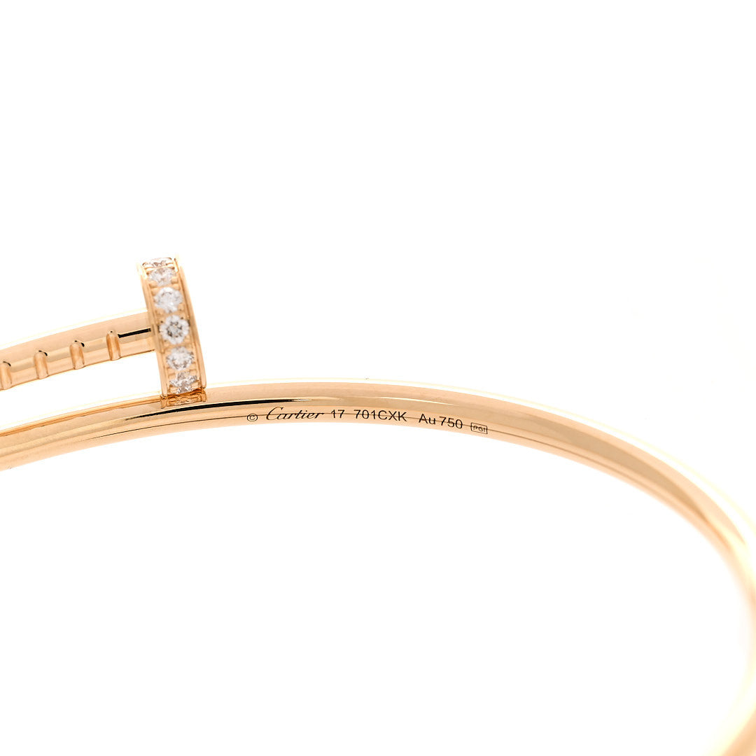 Cartier 18K Yellow Gold Diamond Small Juste Un Clou Bracelet 17 4 of 5