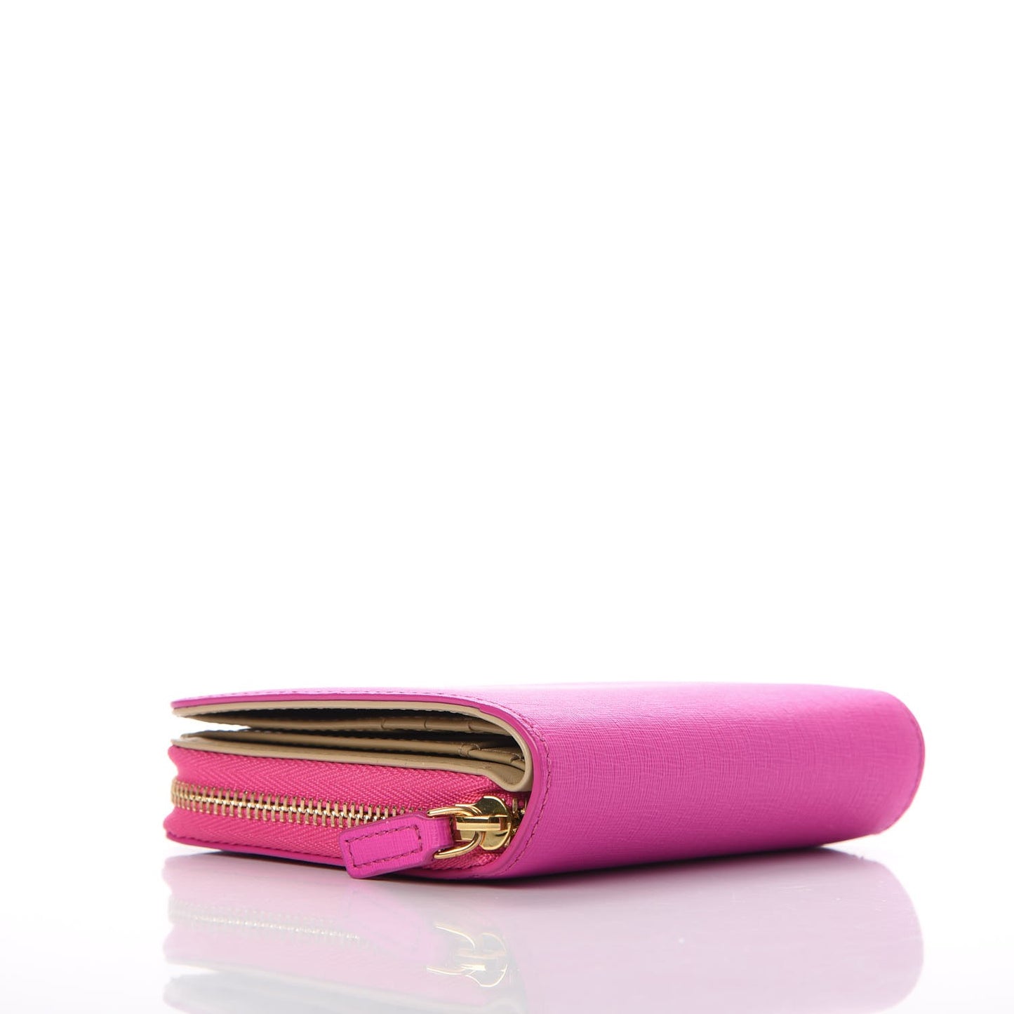 Coated Canvas Zip Around Wallet Electric Pink