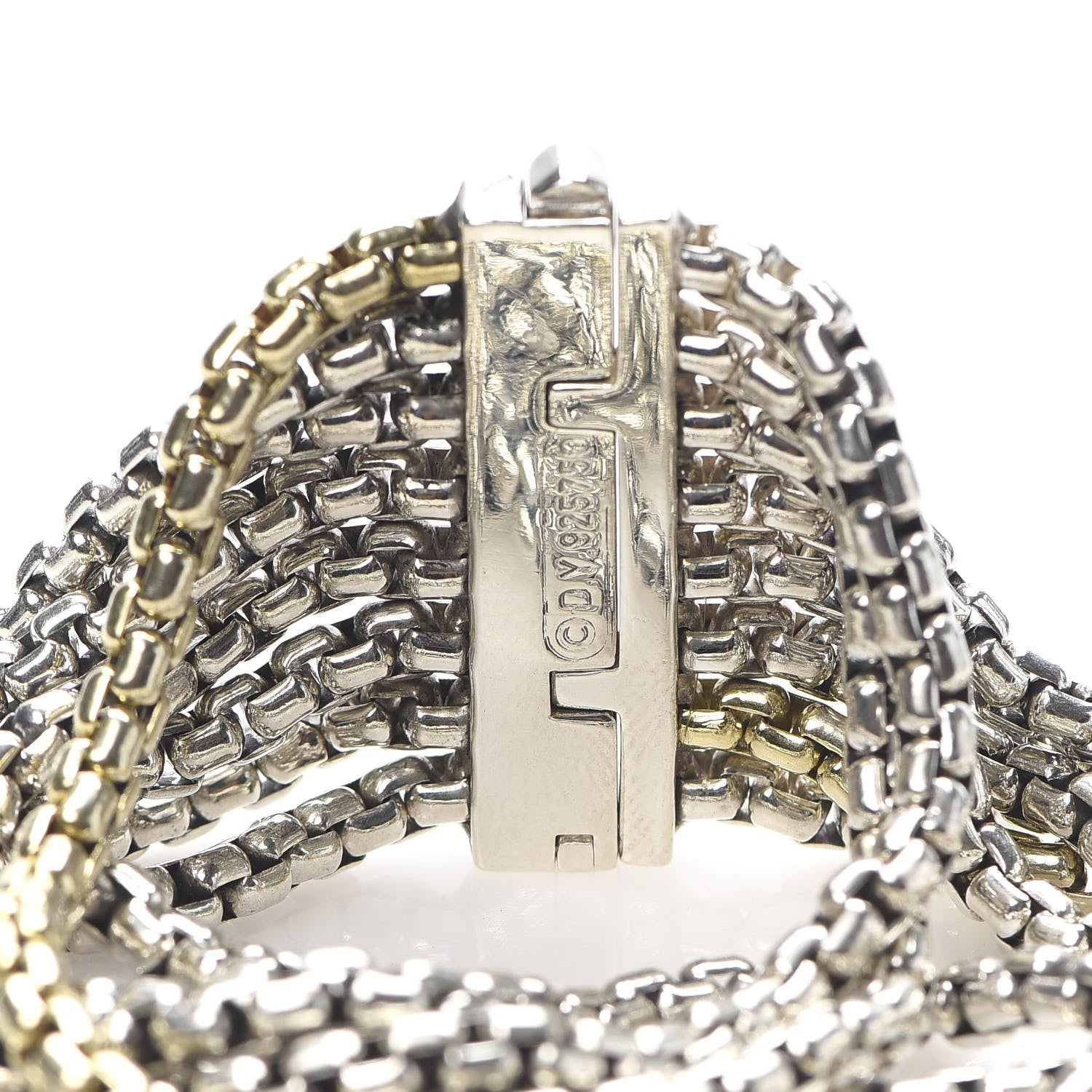 David Yurman Sterling Silver 18K Yellow Gold Eight-Row Box Chain Bracelet 4 of 5