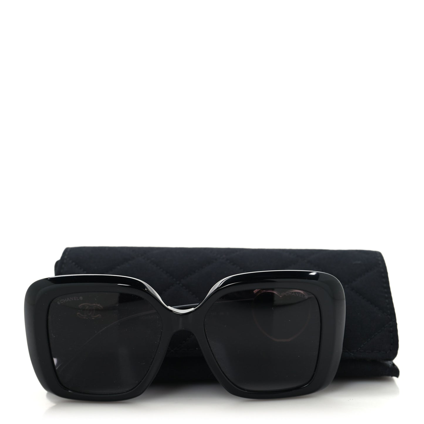 Acetate Enamel Heart Square Sunglasses 5518-A Black