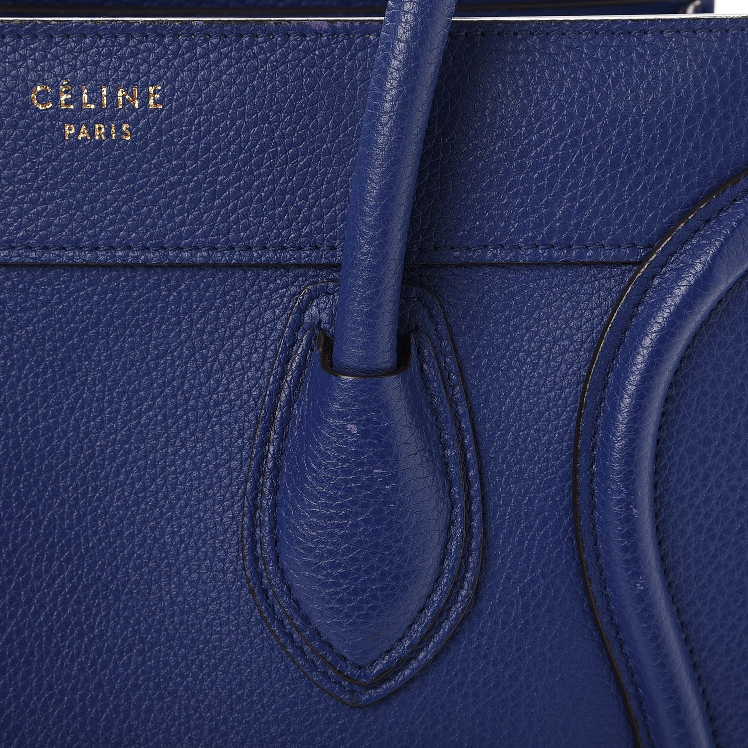 Celine Drummed Calfskin Micro Luggage Indigo 9 of 14