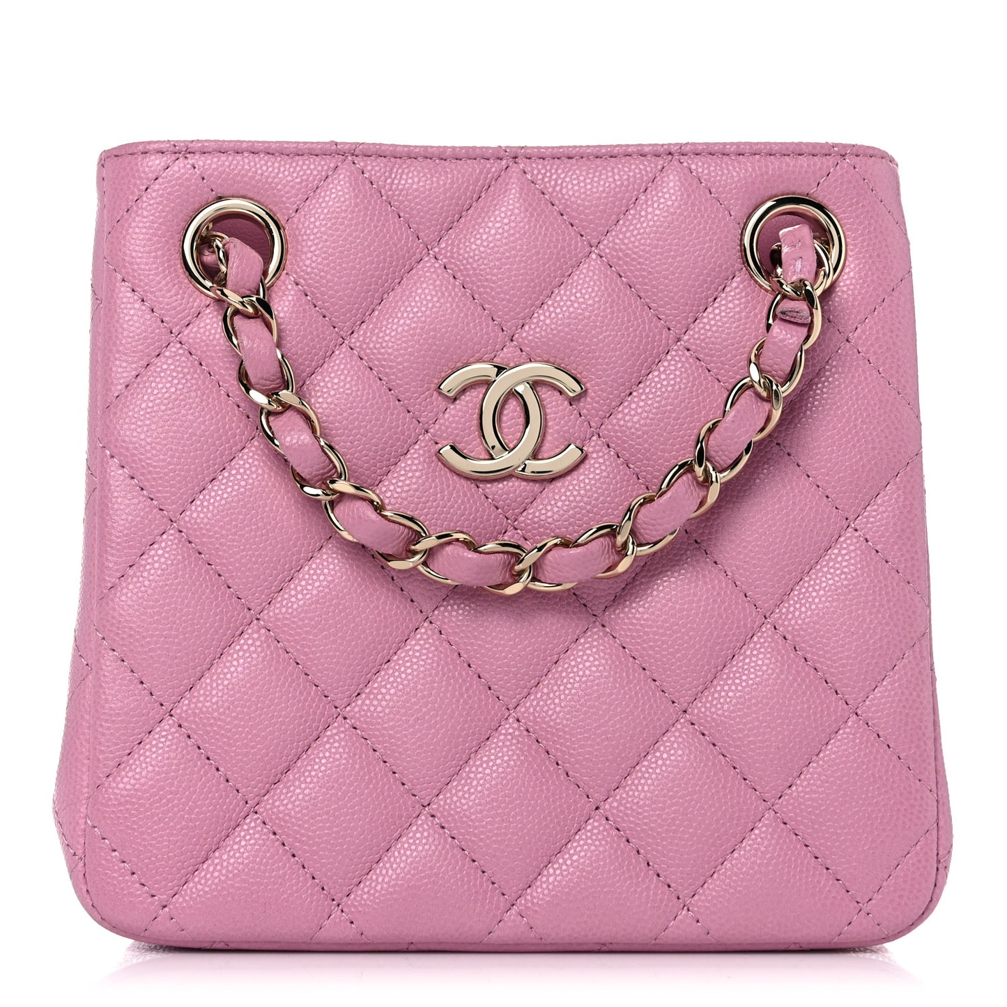 Caviar Quilted Mini Bucket Bag Pink