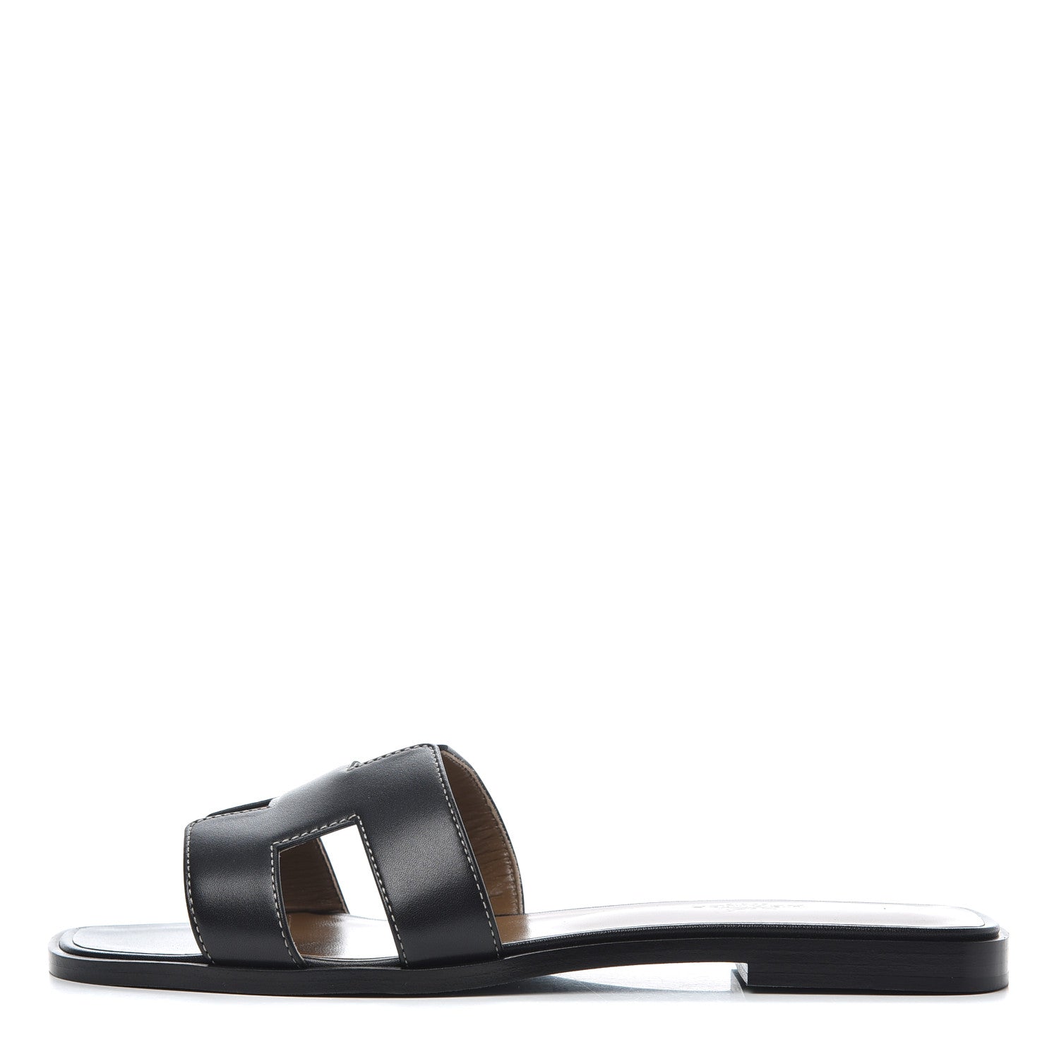 Hermes Box Calfskin Oran Sandals 39 Black 1 of 11