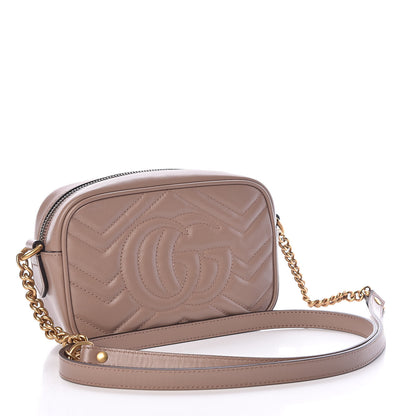 Gucci Calfskin Matelasse Mini GG Marmont Chain Shoulder Bag Nude 3 of 10
