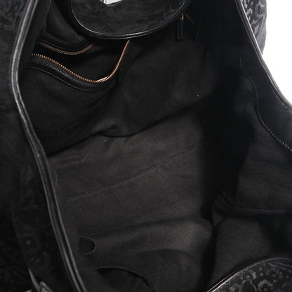 Gucci Soft Leather Brocade Large Stirrup Shoulder Bag Black 5 of 7