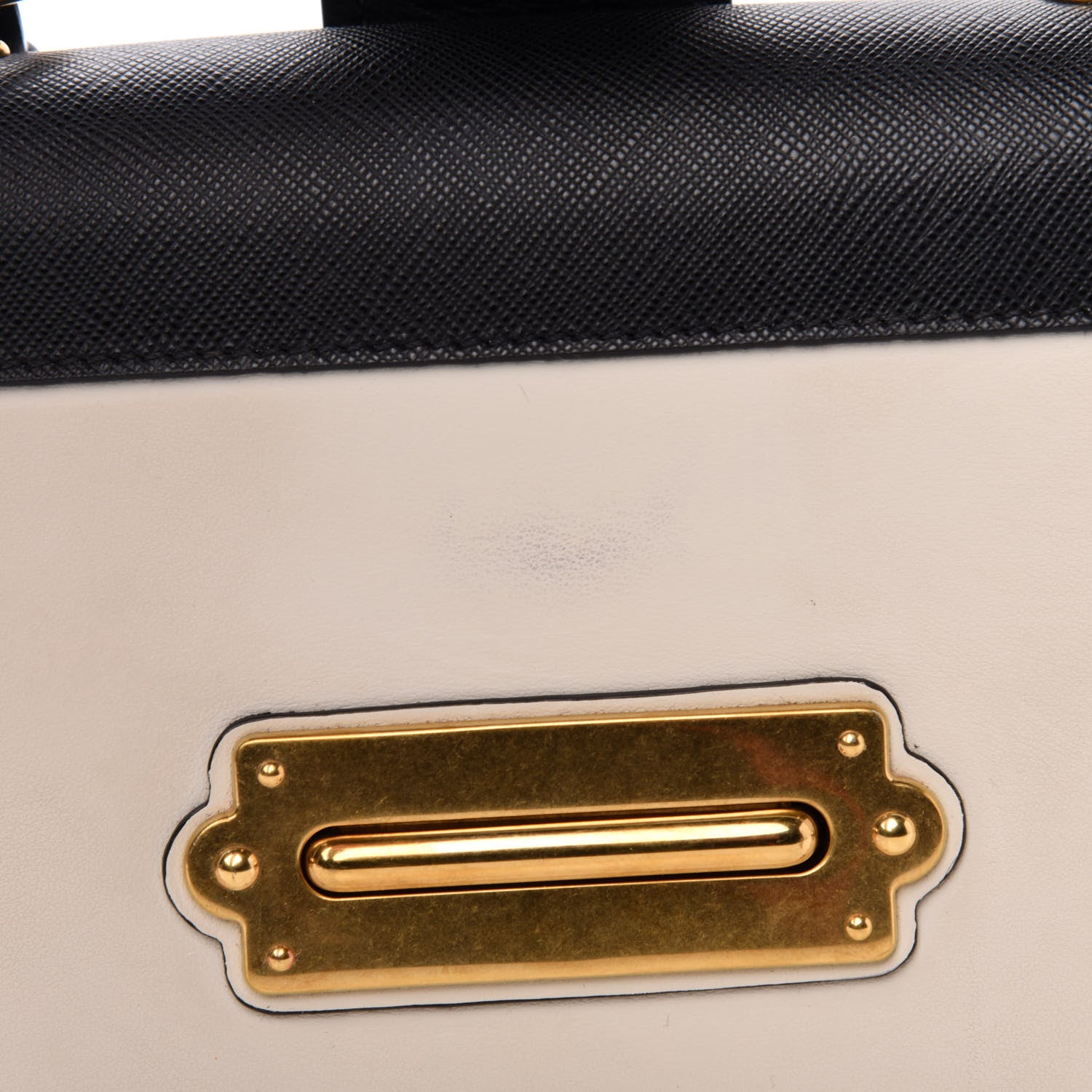 Prada City Calf Saffiano Cahier Bag Talco Black 8 of 12