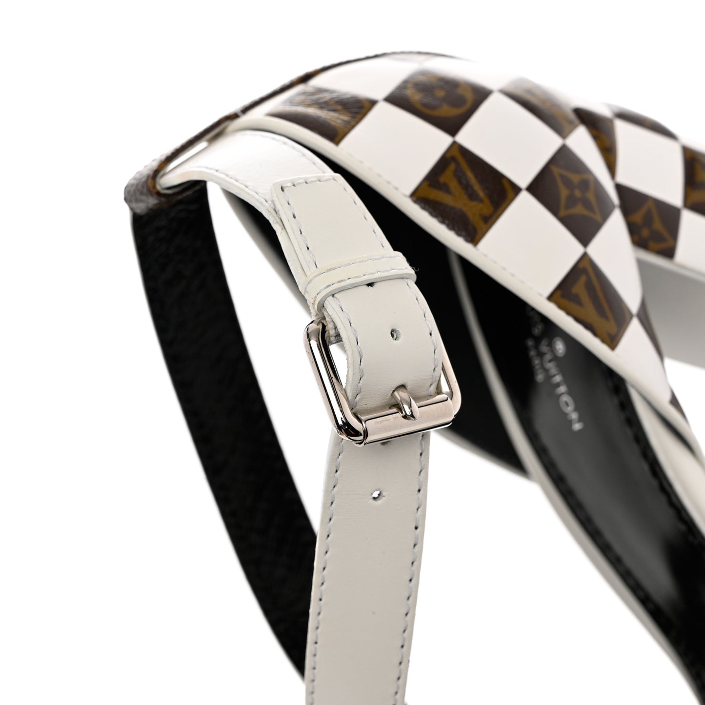 Calfskin Monogram Damier Tressage Matchmake Cross Sandals 39 White