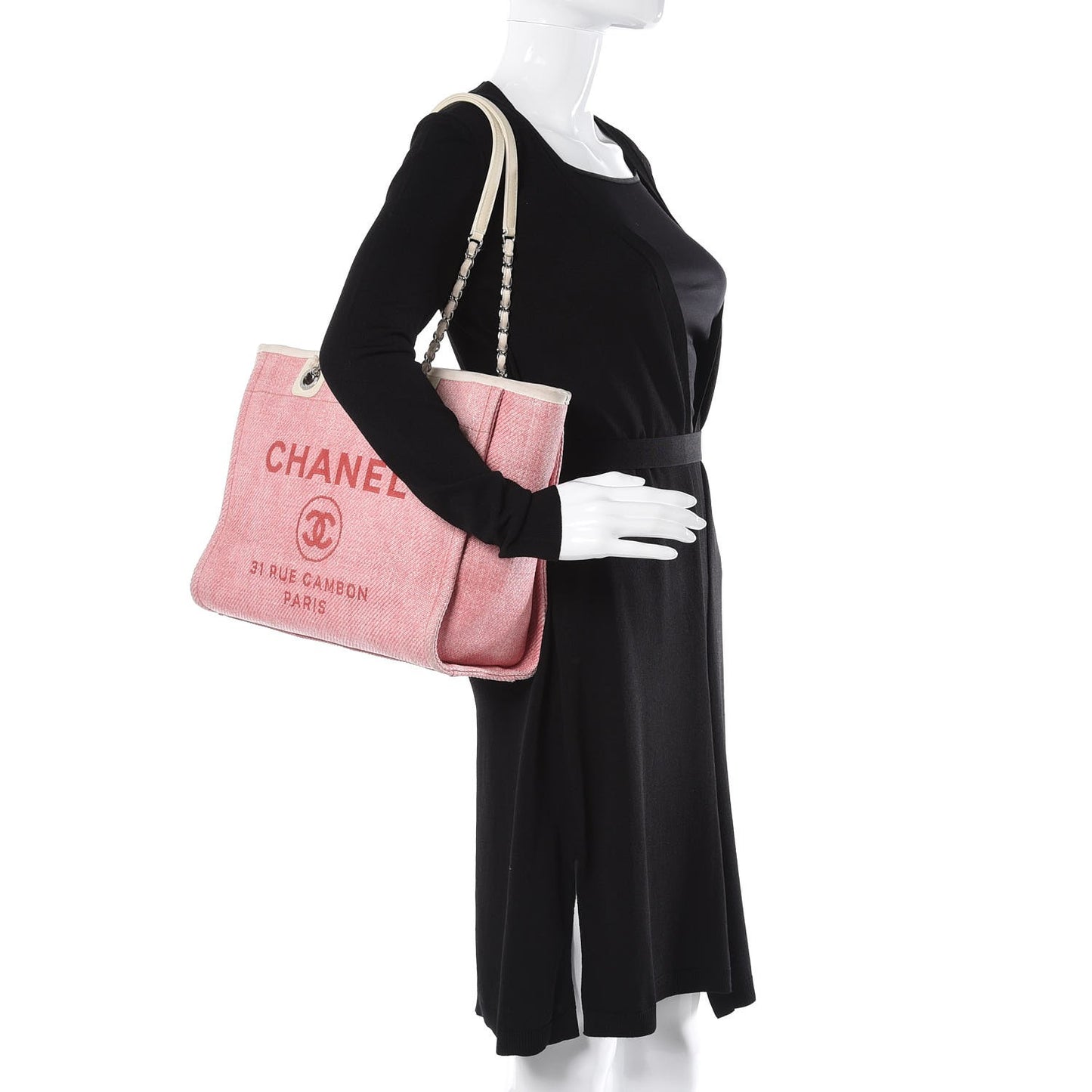 Woven Straw Raffia Small Deauville Tote Pink