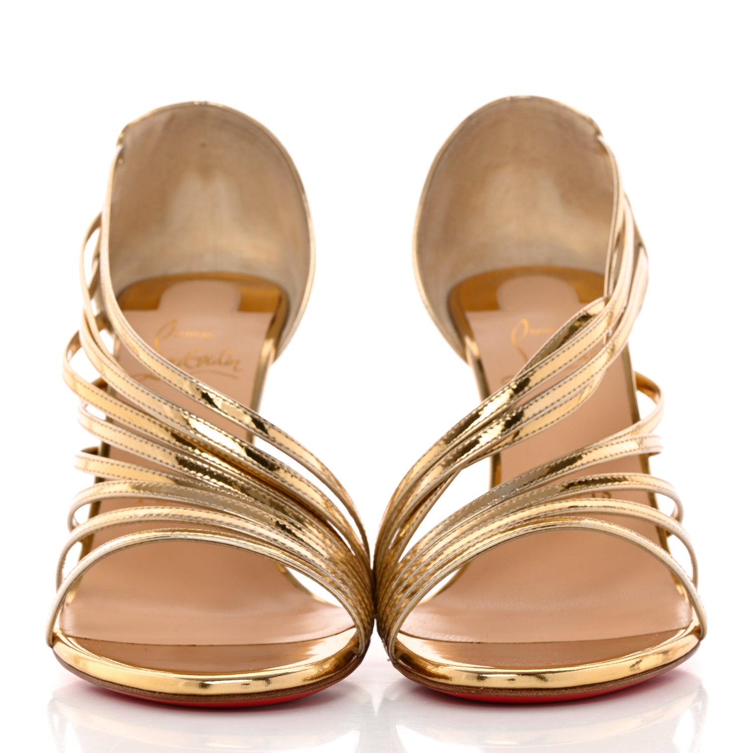 Christian Louboutin Specchio Norina 100 Sandals 37.5 Gold 2 of 12