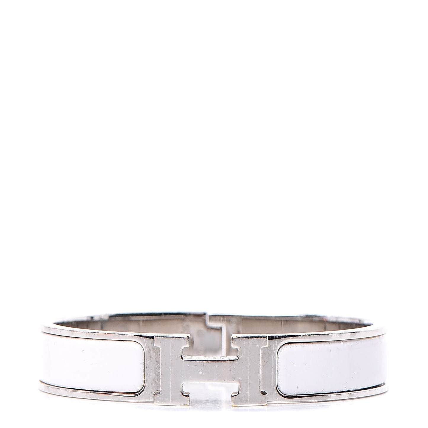 Enamel Narrow Clic Clac H Bracelet PM White