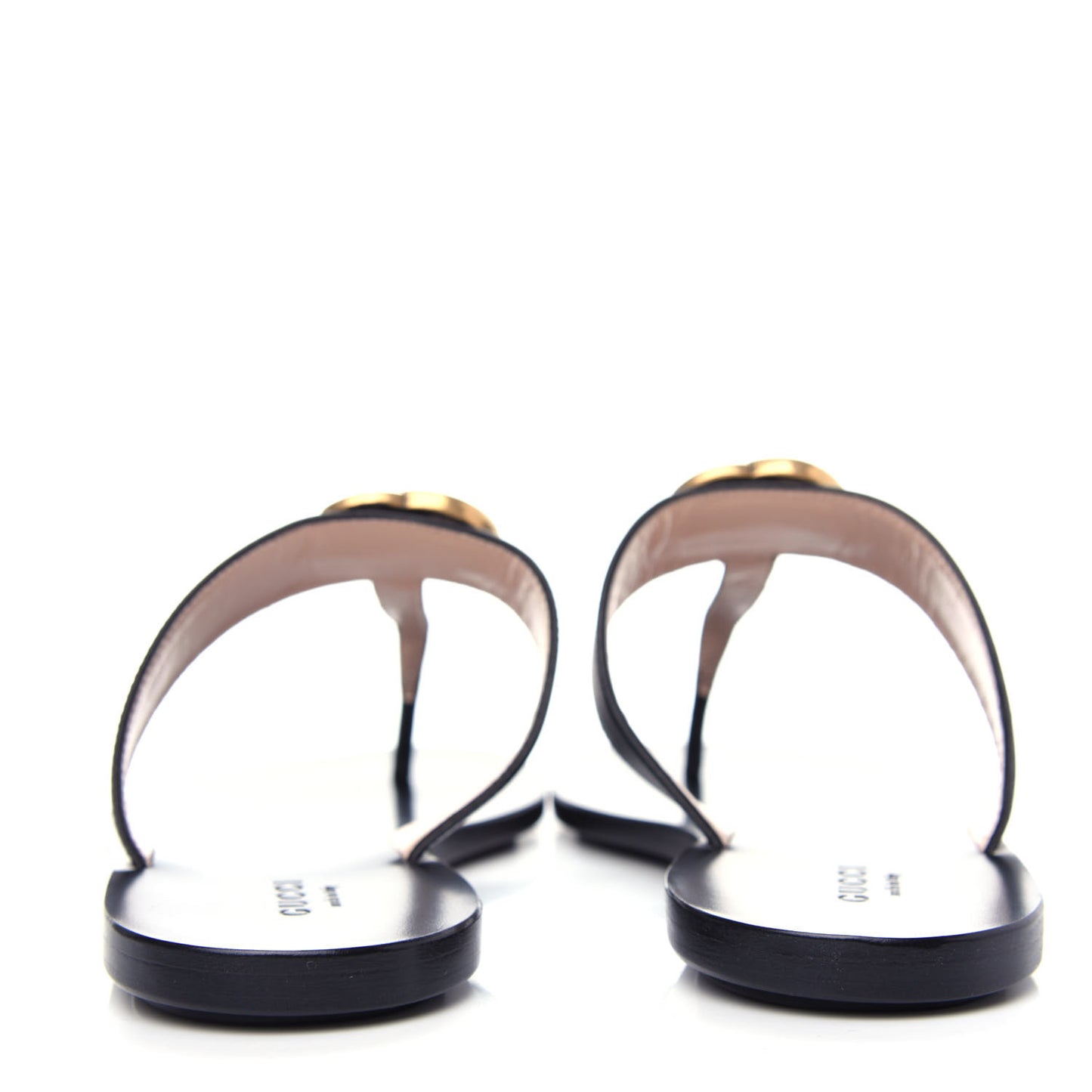 Calfskin GG Marmont Thong Sandals 36.5 Black