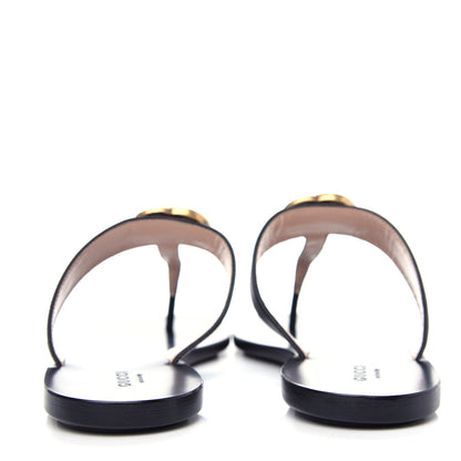 Gucci Calfskin GG Marmont Thong Sandals 36.5 Black 7 of 10