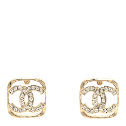 Chanel Crystal Square CC Earrings Gold 1 of 5