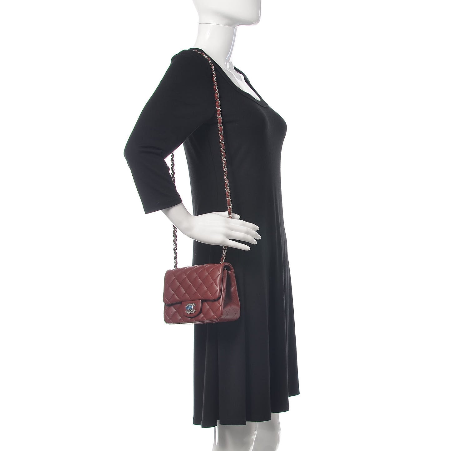 Lambskin Quilted Mini Square Flap Burgundy