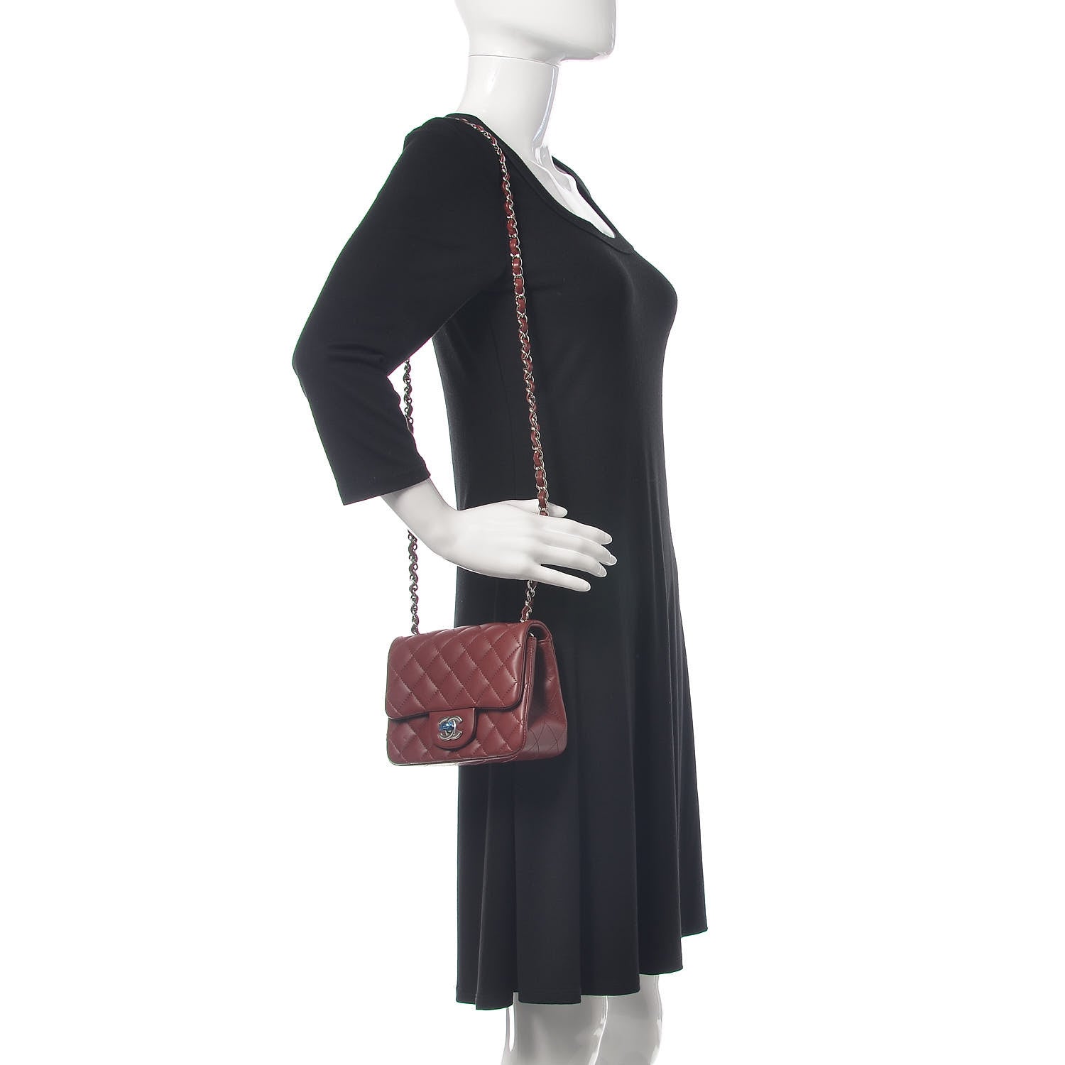 Chanel Lambskin Quilted Mini Square Flap Burgundy 2 of 11