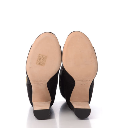 Jimmy Choo Suede Mysen 100 Open Toe Boots 37.5 Black 6 of 10